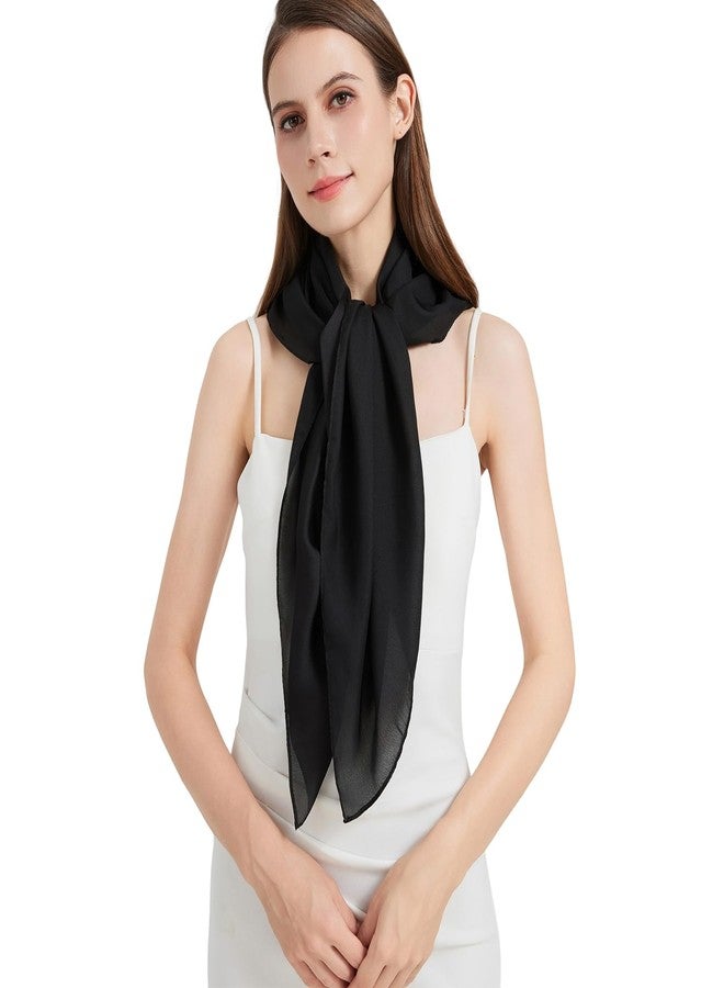 Nonakgado black silk head scarf-women's 35'' square 100% mulberry silk hair neck scarf for wrapping at night(FJ-Black) - Image 4